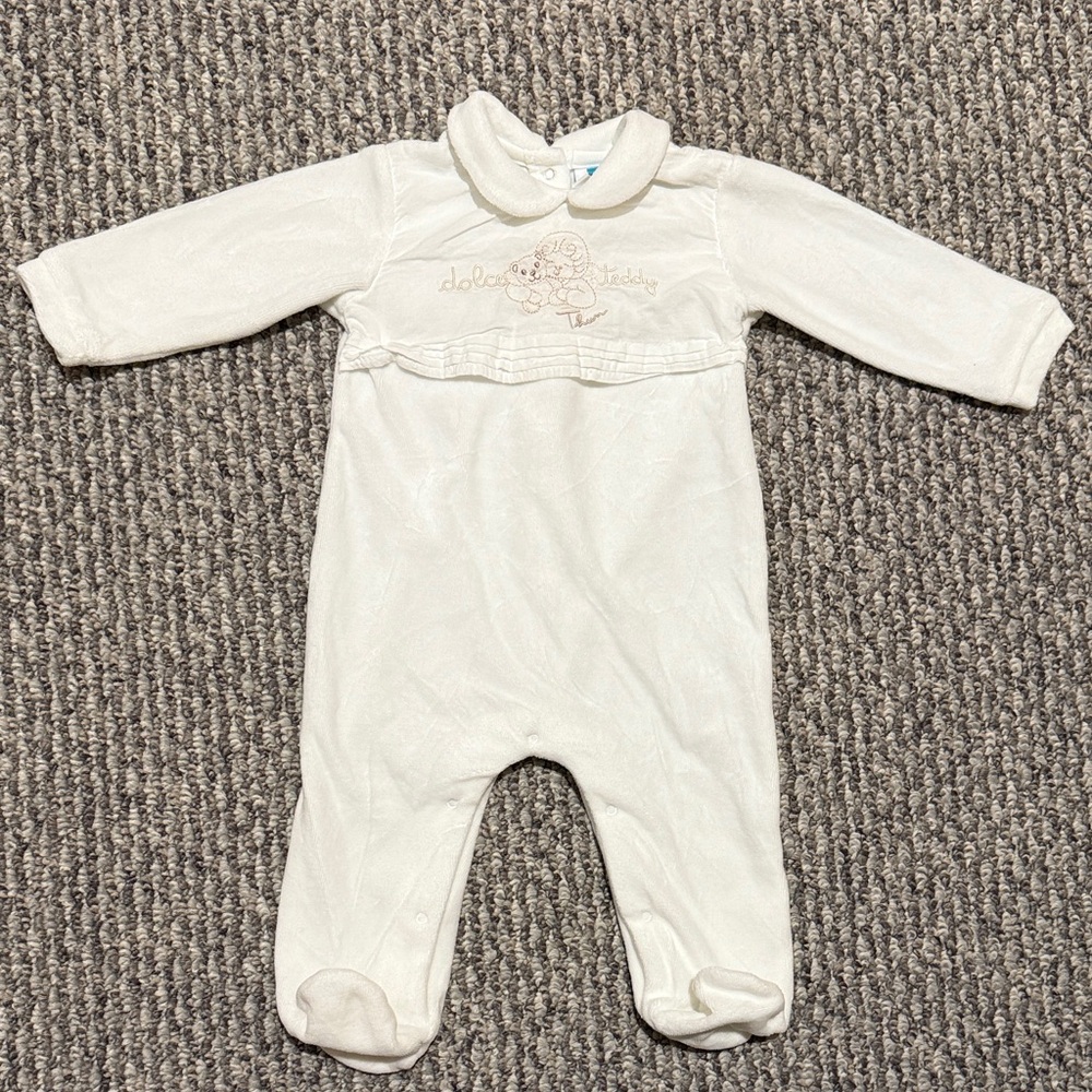 Vintage Thun velvet dolce teddy white onesie